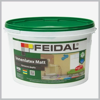 Краска латексная Feidal Innenlatex Matt для помещений с интенсивной нагрузкой глубоко-матовая белая 5 л
