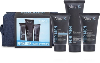 Дорожный набор для мужчин - Alma K. Recharge Travel Kit For Men (sh/gel/75ml + ash/balm/40ml + sh/balm/40ml + bag/1pcs) (1484536-31115637)