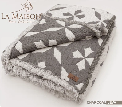 Муслінове покривало La Maison 220 х 240 см. Leva Charcoal