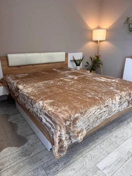 Плед велюровый двусторонний евро 200×230 см Коричневый плюшевый (Д-al-hutr25-002)