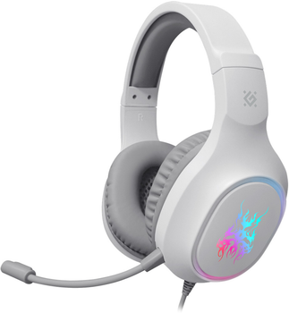 Słuchawki Defender FURY White/Grey LED (4745090824179)