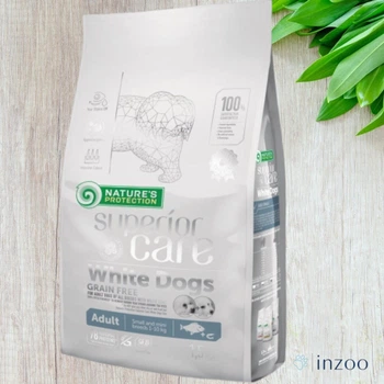 Сухой корм Nature‘s Protection White Dogs Grain Free Adult Small для белых собак мини пород с белой рыбой, 1.5 кг