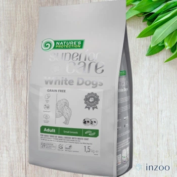 Сухой корм Nature‘s Protection White Dogs Grain Free with Insect для белых собак мини пород с белком насекомых, 1.5