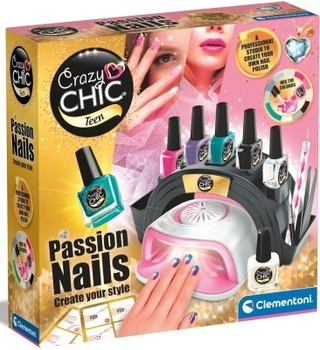 Набір для дизайну нігтів Clementoni Crazy Chic Nail Passion із сушаркою для лаку 18784 (8005125187843)