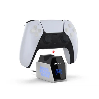 Зарядная станция DOBE TP5-35132 для геймпада DualSense PS5 с LED-индикатором USB и защитой от перегрева Белая