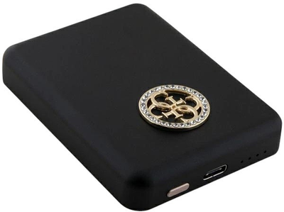 Powerbank Guess MagSafe 4G Strassed Metal Logo 5000mAh 15W USB-C Black (3666339172152)