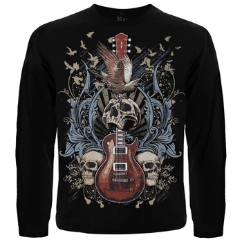 Футболка з довгим рукавом Guitar with Skulls and Ravens, Розмір S