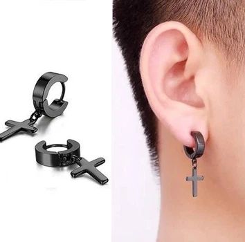 Черные серьги с крестом YXYSM