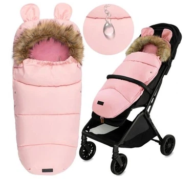 Зимний конверт в коляску MoMi Sleeping Bag Pink теплый спальный мешок в коляску для новорожденного, санки, автокресло, универсальный детский конверт на зиму с капюшоном, утепленный конверт-спальник для девочки, флисовый конверт в коляску