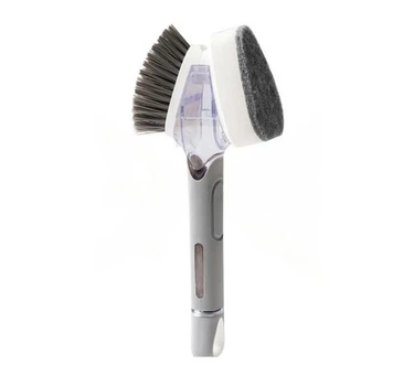 Щетка с дозатором для мытья посуды UKC Dish Wand Scrub Drush 2в1 Серый
