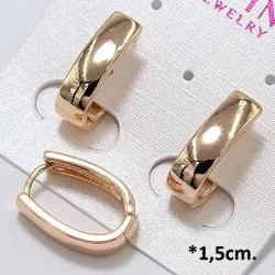 Сережки-кольца без камушек Xuping медицинское золото 1.5 см Овальные ( 133332)