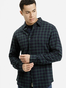 Koszula męska bawełniana w kratę Cross Jeans 35617-001 2XL Granatowa (8697319664355)