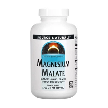 Магній малат 1250мг 90 табл Source Naturals для здоров'я м'язів та вироблення енергії комплекс магнію (551188)