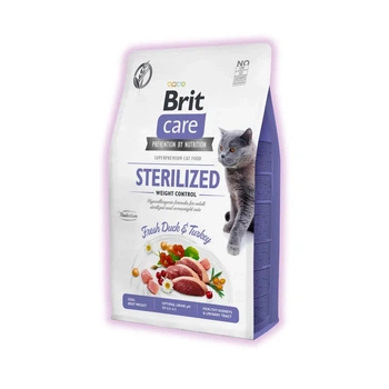 Сухий корм для стерилізованих котів Brit Care з качкою та індичко з надмірною вагою 2кг