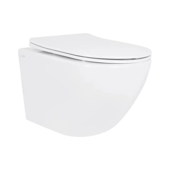 Унитаз подвесной безободковый круглый с сиденьем Soft-close и системой смыва Tornado Qtap Jay 52 см Ultra Quite Белый