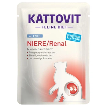 Вологий дієтичний корм у паучах Kattovit Niere/Renal Ente (з качкою) для котів, 85 г