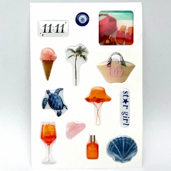 Объёмные 3D наклейки PAMELA BEACH Набор 13 шт Stiker Pack стикеры на телефон ноутбук смартфон планшет iPhone Samsung Xiaomi Pixel Huawei