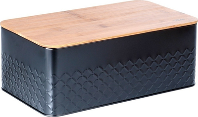 Chlebak Vilde metalowy z deską drewnianą Czarny (5904316472900)