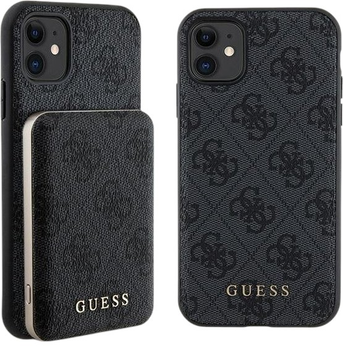 Комплект Guess Case 4G Metal Logo for iPhone 11 + Powerbank 5000mAh MagSafe Black (GUBPM5N614GEMGK)