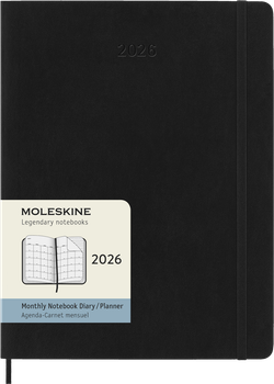 Ежемесяник Moleskine 2026 большой 19х25 см черный мягкий (8056999275341)