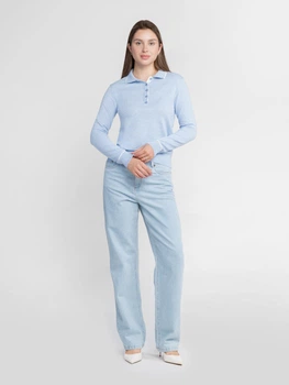 Поло жіноче трикотажне блакитне з довгим рукавом Arber Polo Knit WFW1 WTR-215 L блакитний (W10.06.23.532)