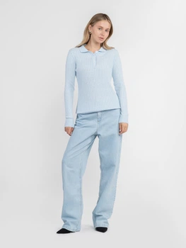 Поло жіноче блакитне трикотажне з довгим рукавом Arber Polo Knit FW AM2 XS блакитний (KW10.07.23.53)