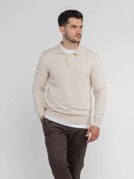 Поло трикотажне чоловіче бежеве з довгим рукавом Arber Polo Knit LS AM XXL зріст 5 бежевий (KM10.05.16.53)