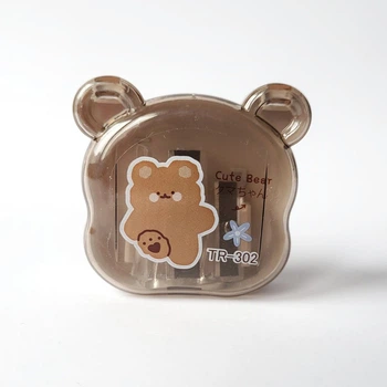 Точилка для карандашей в форме медвежонка Bear, коричневая, с контейнером для стружки, для карандашей