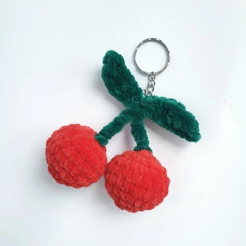 Брелок ручної роботи з плюшевої пряжі вишні Cherry