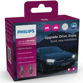 Led лампа для авто ultinon access +80% h4/h19 20w 6000k (комплект) PHILIPS, 11342U2500CX