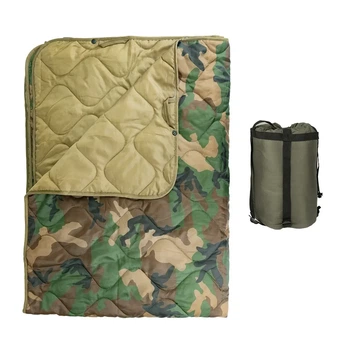 Одеяло кемпинговое с чехлом Woodland Camo 150 × 200 см KT7001008 — с кнопками для использования под пончо