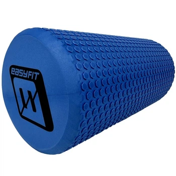 Массажный ролик EasyFit EF-2024-BL, EVA-пена, синий, 30×14.5 см - для йоги, фитнеса, реабилитации