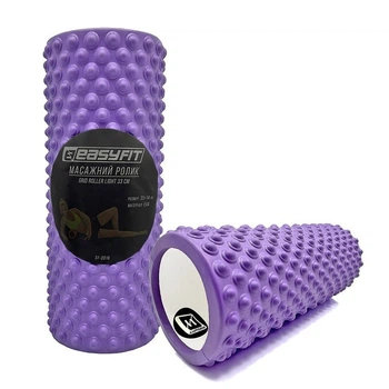 Масажний ролик EasyFit EF-2016-V, EVA-піна, фіолетовий, 33×14 см - для йоги, фітнесу, реабілітації