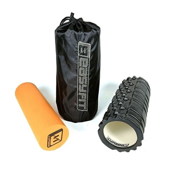 Массажный ролик EasyFit EF-2025s-O 2-в-1, EVA-пена, оранжевый, 33×14 см - для йоги, фитнеса, реабилитации