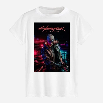 Футболка бавовняна довга чоловіча Likey Cyberpunk 2077 M150-2508 XXL Біла (2000001438343)