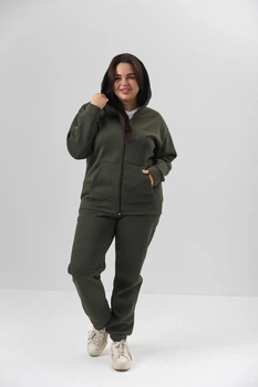 Жіночий спортивний костюм на флісі, теплий на замку Olive 6XL