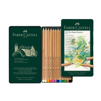 Олівці кольорові Faber-Castell 12 кольорів Pitt Pastel, металева коробка