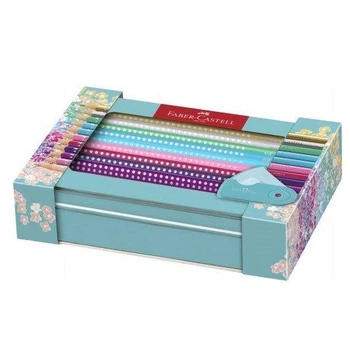 Олівці кольорові Faber-Castell 20 кольорів Sparkle тригранні + точилка, металева коробка