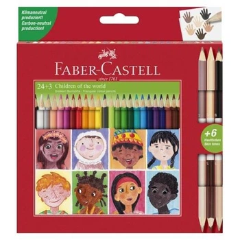 Олівці кольорові Faber-Castell 24 кольори + 3 двосторонні олівці Bicolor Skintones, картон