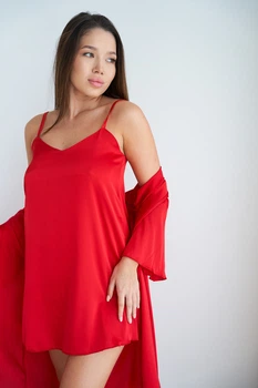 Комплект домашній жіночий халат і нічна сорочка Onora Collection S-M червоний