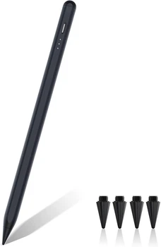 Стилус Stylus Pen для iPad 2018-2025, черный, с отклонением ладони, магнитным креплением и быстрой зарядкой 15 мин.