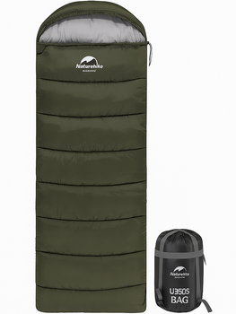 Спальник із капюшоном Naturehike U150 NH20MSD07, 11 °C Лівий Зелений (6927595764398-L)