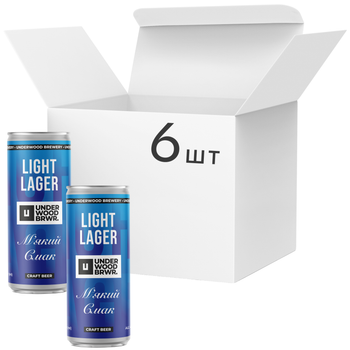 Упаковка пива Underwood Brewery Light Lager світле нефільтроване 4.2% 0.33 л х 6 шт (4820224362250)