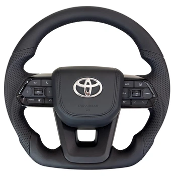 Анатомічне кермо для Toyota Land Cruiser 200, Prado 150. Без підігріву. Шкіра. Подушка зі шкіри - логотип хром.