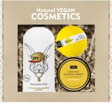 Набір косметики для догляду LaQ Natural Vegan Cosmetics Шампунь i гель для вмивання Music Кролик 300 мл + Відлущувальний мус для обличчя 70 г + Бомбочка для ванни Банан 120 г (5905778573808)