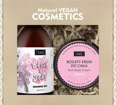 Zestaw kosmetyków pielęgnacyjnych LaQ Natural Vegan Cosmetics Żel pod prysznic Piwonia 500 ml + Krem do ciała bogaty 200 ml (5905669761499)