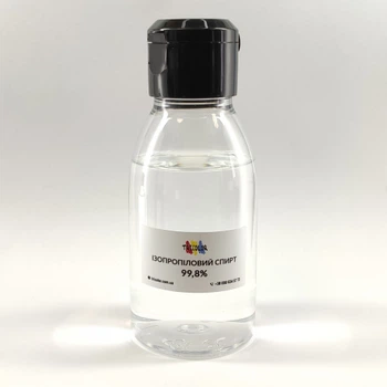 Ізопропіловий спирт 99,8% Tricolor (прозорий флакон, чорна кришка фліп-топ) 100 мл. 1 шт.