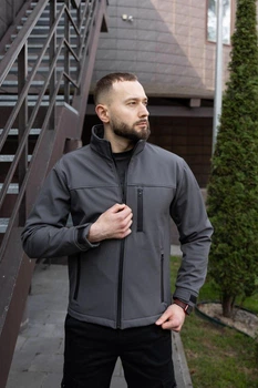 Мужская Куртка Softshell Серая Демисезонная L (293420)