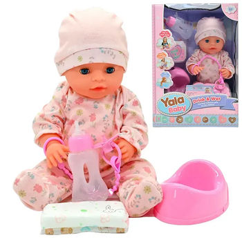 Игрушечный пупс Yala Baby 40 см с аксессуарами горшок, пустышка, бутылочка, закрывает глаза