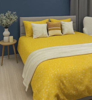 Комплект постільної білизни Ecotton Полуторний 147x210 см 250951 Квітка на жовтому Ecotton Фланель (2100024278008)